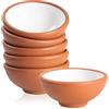 KUYUCU Set di 6 ciotole piccole, in terracotta, 70,9 g, con 2 cucchiai di legno, ciotole per preparazione, salse, piatti per salsa di soia, ciotole da dessert, colore: bianco