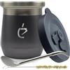 Un Mate Set Yerba Mate Thermolid DualFlow PRO Ash Gray - Mate Térmico 230 ml, Bombilla PRO, Spazzolino, Coperchio Ermetico (Grigio)