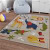 Smart Kids Tappeto per bambini in tessuto Scopri i safari colorati con coccodrilli, elefanti, giraffe e zebre: Benny & Friends (80 x 150 cm, sabbia beige mélange)