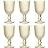 Evviva Set 6 calici vino 300 ML in vetro colorato e decoro geometrico a rilievo Mozart (Champagne)