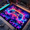 PEIHUODAN Neon Videogiochi Graffiti Fiamma Gamer Tappeto per Camera da letto Ragazzi Ragazza Adolescenti Flanella Antiscivolo Home Decor Carpet Adatto per Soggiorno, Camera da Letto, Sala Giochi, 160x200 cm