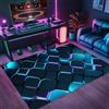 PEIHUODAN Tappeto Camera Da Letto Ragazzo Bambini, Gaming Pavimento Antiscivolo, Zone Game 3D, Stampa geometrica in stile neon, Decorative Accessori Stanza, Adatto Per Scrivania E Sedia (Colore 6,80x160cm)