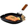 AKITAInk Bistecchiera in Alluminio Pressofuso Antiaderente Quadrata e Rettangolare, Ideale per Carne, Verdure e Grigliate, Compatibile con Induzione, 24x24 cm