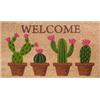 Baroni Home Zerbino Ingresso Casa in Cocco Dipinto a Mano 70x40 cm Facile da Pulire e Super Resistente, (Cactus Scritta Welcome)
