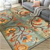 QJDTZMD Tappeto Cucina Antiscivolo 70 x 140 cm Tappeto lavabile in lavatrice per Corridoio da Ingresso ufficio camera salotto Retro floreale verde arancio blu