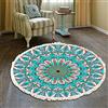 Duories Tappeto rotondo in cotone bohémien, lavabile, tessuto a mano, con nappe, per camera da letto, corridoio, soggiorno, tavolino da caffè, lavabile in lavatrice, 120 cm, fiori #34