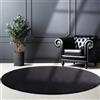SIMPEX Tappeti a pelo corto, Unicolor - Monocroma, Tappeto Nero, 160 cm Rotondo, Tappeti in stile moderno, Tappeto soggiorno