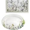 PABEN Piatto Vassoio Antipasto Ovale collezione Wild Flowers 35 cm in Porcellana Nàvel con Gift Box