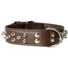 Camon Collare in Cuoio Foderato Sintetico con Borchie Bordeaux Cane 25x550