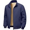 Generisch Bomber - Giacca invernale da uomo, foderata in pile, impermeabile, termica, con chiusura lampo, colletto alto, fodera in pile, elegante, casual, per le mezze stagioni, O blu., M
