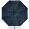 FRODOTGV Ombrello da viaggio in tartan scozzese blu verde, compatto, antivento, UV 50+, apertura/chiusura automatica, invertito, 102 cm, con custodia da viaggio