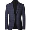 Generic Giacca Blazer Classica da Uomo a Quadri, vestibilità Slim, Sportiva, Casual, Leggera, Moderna, Nera, Taglia M
