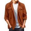Generisch Camicia da uomo in pelle scamosciata, per il tempo libero, casual, con bottoni, per l'inverno, per l'autunno, l'inverno, normale, a maniche lunghe, oversize, Colore: arancione., S
