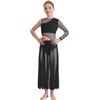 Linjinx Vestito Danza Lirica Contemporanea Bambina con Manica Lunga E Singolo Spallo Leotard Gimnasia Tuta Balletto con Falda Tulle Vestito Balli Sala Bianco 15-16 Anni