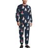 Novastar Set pigiama da uomo in seta, comodo motivo barca a vela, con stampa rossa e blu, girocollo, maniche lunghe, pigiameria, Stile-1, S