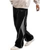 FCOOLYEET Pantaloni da uomo baggy Y2K, con blocchi di colore, coulisse, in stile sweatpants, gamba larga, paracadute, streetwear, nero, XL