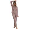 ADMAS Pigiama Donna Invernale Microfibra Setosa Manica Lunga con Taschino e Confezione Regalo Art. 62643 (IT, Testo, S, Regular, Regular, Moka)