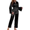 WWricotta Set Pigiama in Seta per Donna Elegante Vestaglia Tinta Unita e Pantaloni Lunghi Due Pezzi Loungewear