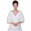 GUMEI Pashmina Scialle Donna Inverno Matrimonio Addensare Peluche con Spalle Scoperte Scialle Bolero Prom da Sposa Partito da Sera Formale Coprispalle Bianco Mantella