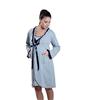 Premamy - Vestaglia da Notte per Premaman, Modello con Fiocco, Cotone Jersey, Pre-Post Parto - Grigio - III (S)