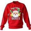 t-shirteria Felpa Natale con Nome Personalizzato, Felpa Natalizia Girocollo Rossa in Cotone, Christmas Time, Idea Regalo Uomo, Donna, Bambino (Faccia Babbo Natale, Auguri)