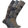 SOCK SNOB - 3 paia di calze da uomo extra lunghe al ginocchio in lana d'agnello, Marrone, 6-11 UK