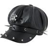 CHENNUO Cappello Gotico in Pelle PU Nera Retro a 8 Pannelli Cappello Newsboy Uomo Donna con Borchie Teschio e Spuntoni in Metallo