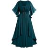MJGkhiy Vestito Medievale Donna Guerriera Vintage Abito Vittoriano Lungo Gotico Vestito Carnevale Halloween Vestiti Cosplay Viking Steampunk Costume Principessa Cerimonia Abito Rinascimentale Sera