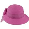 fiebig Cappello da sole estivo da donna, elegante cappello di carta con tesa larga e fiocco, fucsia, 58