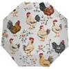 Ginfult Ombrello compatto da viaggio retrò con gallo e fiore di gallina, antivento, con apertura automatica e chiusura, ombrelli pieghevoli per pioggia donne e uomini