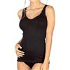 EGI Canotta Donna Spallina Larga a Costine Lana 85% e Seta 15% con Bordo Plissé (S/M, Nero)