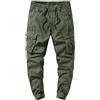 tacniseyw Pantaloni cargo da uomo elasticizzati in vita con coulisse Pantaloni da lavoro multiuso larghi vestibilità ampia tinta unita pantaloni tattici stretti polsini per gambe joggers di facile manutenzione
