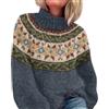 Generic Sottogiacca Donna Elegante Abito in Maglia Donna Women S Art Print Knit Turtleneck Pullover Sweater Maglione di Marca Maglia Invernale Dark Gray M