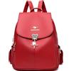 BHUJIA Soft Leather Women'S Backpack Women'S Travel Casual Middle-Aged Large Capacity Shoulder Bag, Black