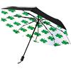 GISPOG Ombrello pieghevole automatico, trifoglio verde foglie trifoglio impermeabile compatto sole e pioggia ombrelli da viaggio, Colore unico, Taglia unica