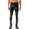 CHICTRY Pantaloni Uomo Pelle Latex Pantalone di Cuoio con Cerniera Effetto Bagnato Moto Biker Skinny Pantaloni Attillati Moda Elasticizzati Steampunk Clubwear Discoteca Nero A L