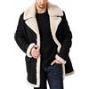 Generic Cappotto invernale da uomo in finto montone di media lunghezza giacca a vento in pile foderato in pile giacca a vento caldo trench lungo, Nero , L