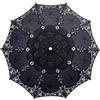 Zuoeay Ombrello decorativo fatto a mano in pizzo con manico in legno parasole per donne ragazze ombrello speciale pizzo cotone, Nero