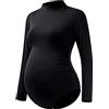 Bhome - Body a maniche lunghe con collo alto, per servizio fotografico in gravidanza, nero, S