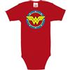 Logoshirt® DC Comics - Wonder Woman - Logo Cerchio I Body Neonato e Neonata I Rosso I Design Originale Concesso su Licenza I Taglia 74-80
