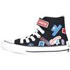 CONVERSE Sneakers Ctas 1V Hi Bambino Bambina Nere con Stampa Allover 32