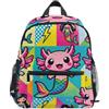 Wudan Zaino per bambini in stile kawaii Axolotl Mermaid Cute Kid con tasche per bottiglie Libri per studenti per bambini, Cartone animato Kawaii Axolotl Sirena, Medium