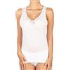 EGI Canotte Donna Filo di Scozia Spalla Larga con Pizzo in macramè sulloscollo (5/L, Bianco)