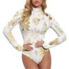 VOSERY Body a maniche lunghe da donna, con albero di Natale dorato e controllo della pancia, tuta intera, Stile-14, L