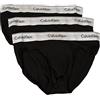 Calvin Klein Slip Uomo CK Confezione 3pezzi Elastico a Vista Cotone Elasticizzato tripack Mutande Articolo NB2379A Hip Brief 3P, 001 Black/Black/Black, M