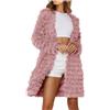 TRIGLICOLEUM Giacca da donna in pelliccia sintetica, elegante pelliccia sintetica, giacca invernale spessa e calda, a maniche lunghe, per le mezze stagioni, in finta pelliccia, Colore: rosa., s