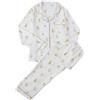 Generic Pigiama da donna a maniche lunghe con bottoni, pantaloni lunghi, biancheria da notte, 2 pezzi, motivo floreale, comodo, casual, ampio, estivo, primavera, pigiama, con tasca, 02 Giallo, S