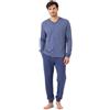 YOU 365 Pigiama Uomo Invernale Aperto con Microfantasia - Blu - Fino alla Taglia 60