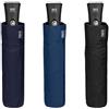 PERLETTI Ombrello Uomo Nero Leggero e Pieghevole - Mini Ombrello Portatile Tinta Unita Resistente Antivento con trattamento TEFLON - Automatico Apri e Chiudi - Diametro 98 cm - Perletti Technology (NERO)