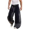 Cexiakong Jeans termici da uomo, con tasca, pantaloni per attività all'aria aperta, in denim, con gradiente, elasticizzati, caldi, comodi, per l'inverno, per il tempo libero, baggy fit, jeans da lavoro alla